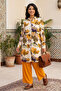 Mustard and Khaki Floral Patterned Women's Shirt Tunic