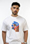 Cat Helmet Blaster Design Printed Oversize White T-Shirt