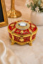 Crystal Stone Oval Jewelry Box Velvet Interior Covered Gold Embroidered Jewelry Box Decorative Storage Box - 2