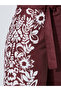 Burgundy Border Floral Print Wide Leg Pants - 3