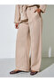 Beige Drawstring Waist Shirt and Wide Leg Pants Set - 4