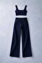 Women's High Waist Lycra Navy Blue Wide Leg Jean Pants – Flexible Denim Comfortable Fit - 4
