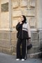 Women's Double Color Stripe Detail Double Pocket Elastic Waist Parachute Suit Black - 2