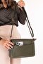 Women's Double Compartment Hand and Shoulder Bag Ald.80741 Khaki - 4