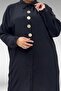 68035 Plus Size Magic Button Detailed Maroken Shirt - Black - 2