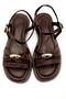 Gold Buckle Detailed Daily Comfortable Women's Sandals Bitter Brown (14) - 3