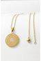 Gold Color Inshirah and Nasihat Hat Ayetel Kürsi Written Double Sided 60 cm Accordion Chain Stainless Steel Necklace - 5