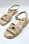 Gold Buckle Detailed Daily Comfortable Women's Sandals Beige (14)
