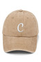 Beige Embroidered Washable Vintage Unisex Hat with Letter C