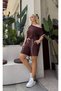 Women's Plus Size Viscose Soft Textured Flexible T-Shirt Shorts Tracksuit Set 28001 - 4