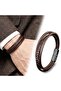 Brown Leather Men's Bracelet – Titanium Steel with Magnetic Lock 18393B14D4 Water Resistant Anti-Allergic Non-Tarnish