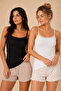 Women's 100% Cotton Openwork & Lace Detailed Rope Strap 2-Piece Basic Undershirt