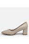 Large size stiletto thick heel 41-42-43-44-beige leather - 5