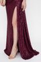 Women's Burgundy Boat Neck Tailed Long Promise Engagement Graduation Evening Dress - 4
