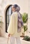 Oversized Tulle Voile Blouse with Tie Collar and Half Buttons - Light Yellow - 5