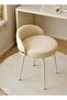 Ins Cream Style Dressing Stool with Backrest, 360° Rotatable Living Room Chairs 53*38*38CM