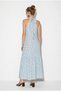Women's Blue Polka Dot Halter Neck Halter Hem Ruffle Long Dress 382 60286388 - 6