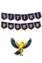 Yellow Navy Blue Fan Birthday Set for 8 People - 4