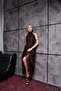 Halter Neck Lace Belted Dress - 6