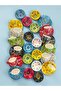 Decorative 12-Person Tulip Design Fully Handmade Coffee Cup Set and Snack Bowl-Sauce Bowl
