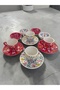 Decorative 4-Person Tulip Design Fully Handmade Coffee Cup Set and Snack Bowl-Sauce Bowl
