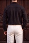 Lisbon Men's Black Colored Half Oversize Linen Shirt - 4