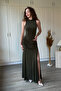 Drawstring Waist Slit High Neck Maxi Khaki Dress - 5