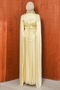 Yellow Stone Embroidered Corseted Pleated Evening Dress - 5