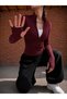 Finger-Loop Detailed Slim Fit Street Y2K Crop Cardigan - 3