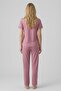 Women's Dusty Rose Lace Viscose V-Neck Short Sleeve Pajama Set - 3