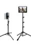 Tripod Stand Tablet Holder: Adjustable Height Foldable Phone/Tablet Cradle for 4.7-12.9 Inch Devices