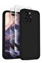 Designed for iPhone 15 Pro Max Case, Silicone, Camera Protection, 2 Screen Protectors, Black