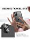 Black Diamond Camera Lens Protector for iPhone 16/16 Plus – Bling Tempered Glass Cover with Automatic Alignment Metal Rings and Glitter Film Stickers - 3