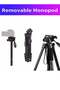 KP-2254 Professional Aluminum Tripod Monopod for DSLR Cameras - Adjustable Height, 3-Way Pan Head with Quick Release Plate - 2