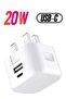 Galaxy A04/A04s/A04 Core USB C Charger Plug 20W Dual Port PD&QC 3.0 Wall Adapter (WHITE)