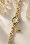 Gress Women's Gold Bee Charm Bracelet Watch Green Stone Detailed Oval Champagne Dial Steel Chain Luxury Vintage Elegant Women's Wristwatch 2026