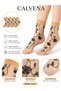 Women's 4 Pairs of Thin Tulle Skin Color Black Rose Motif Socks - 2