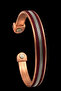 Men's and Women's Copper Bracelet with Red Leather Strip on Top, Steel Chain Pattern, Adjustable Magnet Model, Pure Copper Bracelet - 5