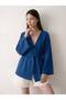 Parliament Color Buttoned Belted Linen Kimono - 005 - 2