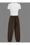 Women's New York City Printed Baby Tee Combed Cotton Crop and Sweatpants - Two-Piece Tracksuit Set - 2