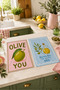 Olive You Olive and Blue Olive Oil Mediterranean Patterned Decorative Retro 2-Piece Kitchen Towel Set 35X55