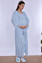Cotton Long Robe Maternity Nursing Pajama Set Effortt - Blue - 8