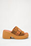 Belavisa Cinnamon Suede Women's Daily Genuine Leather Thick Band Buckle Belted Platform Wedge Heel Slippers - 6