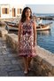 Women's Summer Sleeveless Midi Dress Tie-Dye Patterned Beaded Viscose Plum - 5