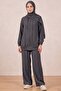 Women's Gray Zippered and Hooded Comfortable Daily Cupra Set - 3