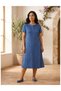 Fashion Plus Size Mother's Hijab Baddal Blue Floral Viscose Dress - 6