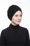 Women's Black Turban with Lace, Single Cross, Practical Evening Dress Bonnet - Sandy Fabric - 3