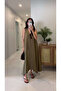 Folse Khaki Sleeveless Linen Dress - 3