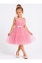 Girl's Pink Tulle Evening Dress with Heart Buckle Princess Model Ak113 - 2