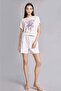 Crew Neck Floral Short Sleeve Ecru T-Shirt H2334Ax26Hs - 2